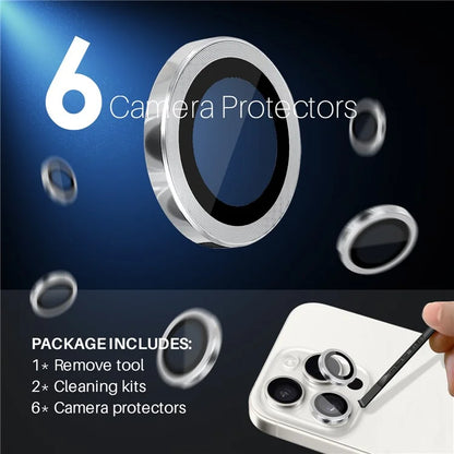 NORTHJO 2 Sets for iPhone 16 Pro / 16 Pro Max Tempered Glass Camera Lens Film CD Veins Metal Ring Lens Guard