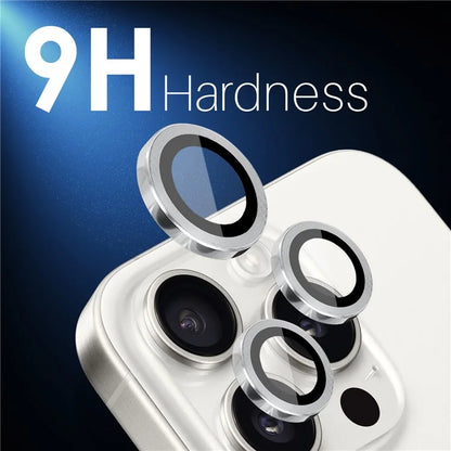 NORTHJO 2 Sets for iPhone 16 Pro / 16 Pro Max Tempered Glass Camera Lens Film CD Veins Metal Ring Lens Guard
