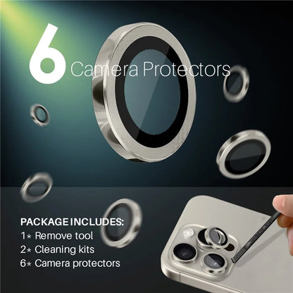 NORTHJO 2 Sets for iPhone 16 Pro / 16 Pro Max Tempered Glass Camera Lens Film CD Veins Metal Ring Lens Guard