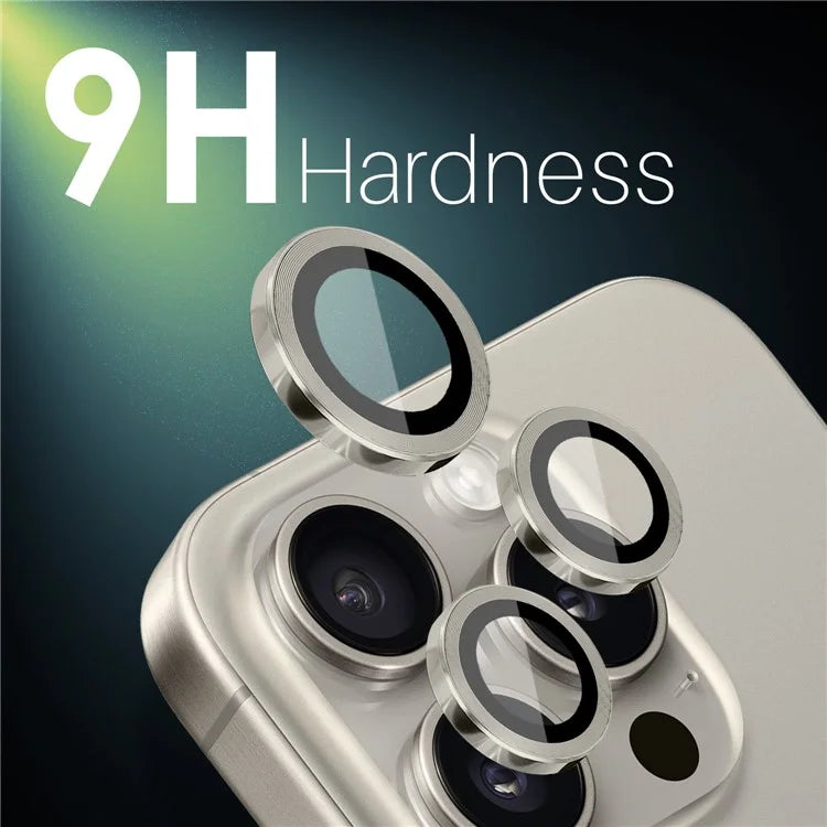 NORTHJO 2 Sets for iPhone 16 Pro / 16 Pro Max Tempered Glass Camera Lens Film CD Veins Metal Ring Lens Guard