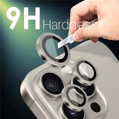 NORTHJO 2 Sets for iPhone 16 Pro / 16 Pro Max Tempered Glass Camera Lens Film CD Veins Metal Ring Lens Guard