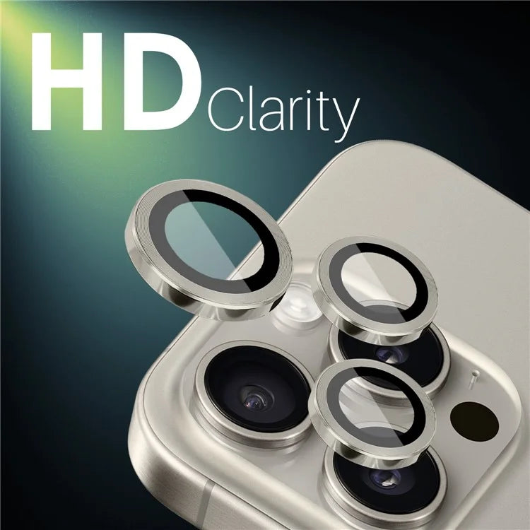 NORTHJO 2 Sets for iPhone 16 Pro / 16 Pro Max Tempered Glass Camera Lens Film CD Veins Metal Ring Lens Guard