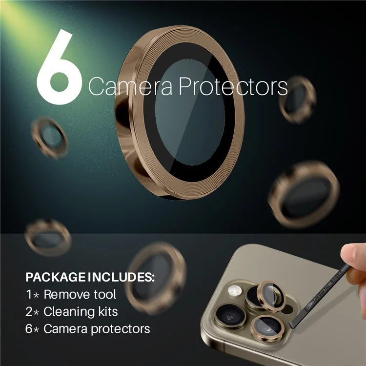 NORTHJO 2 Sets for iPhone 16 Pro / 16 Pro Max Tempered Glass Camera Lens Film CD Veins Metal Ring Lens Guard