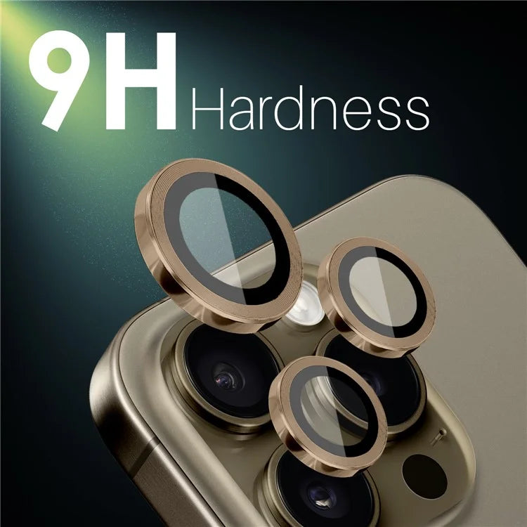 NORTHJO 2 Sets for iPhone 16 Pro / 16 Pro Max Tempered Glass Camera Lens Film CD Veins Metal Ring Lens Guard