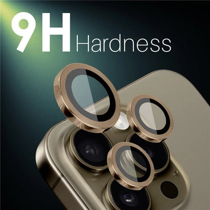 NORTHJO 2 Sets for iPhone 16 Pro / 16 Pro Max Tempered Glass Camera Lens Film CD Veins Metal Ring Lens Guard