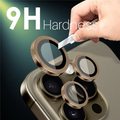NORTHJO 2 Sets for iPhone 16 Pro / 16 Pro Max Tempered Glass Camera Lens Film CD Veins Metal Ring Lens Guard