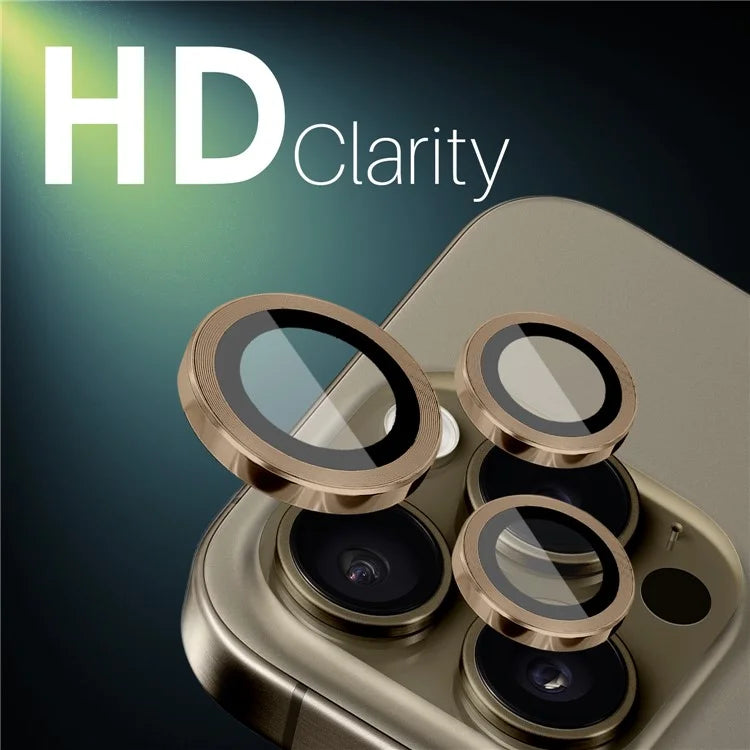 NORTHJO 2 Sets for iPhone 16 Pro / 16 Pro Max Tempered Glass Camera Lens Film CD Veins Metal Ring Lens Guard