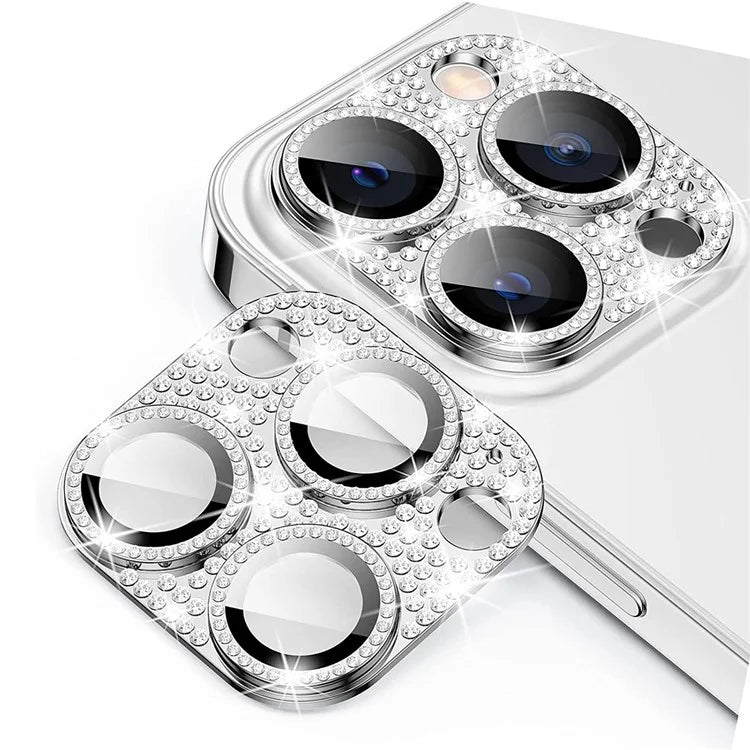 ENKAY HAT PRINCE For iPhone 16 Pro / 16 Pro Max Camera Lens Protector Rhinestone Decor Metal+Tempered Glass Lens Film