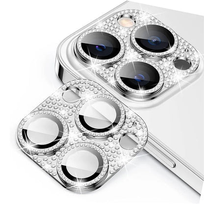 ENKAY HAT PRINCE For iPhone 16 Pro / 16 Pro Max Camera Lens Protector Rhinestone Decor Metal+Tempered Glass Lens Film