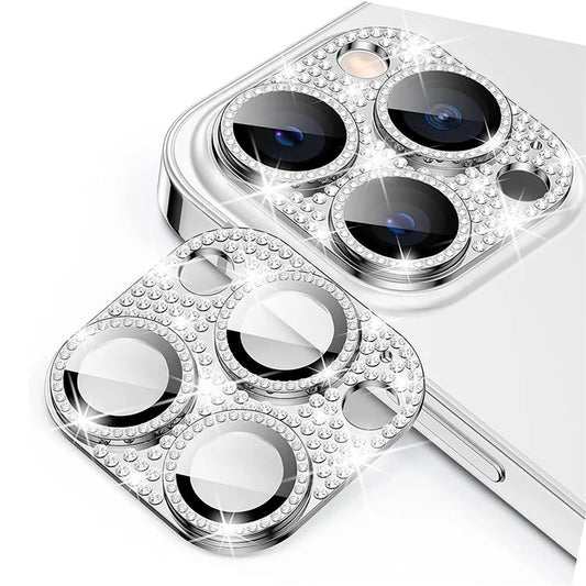 ENKAY HAT PRINCE For iPhone 16 Pro / 16 Pro Max Camera Lens Protector Rhinestone Decor Metal+Tempered Glass Lens Film