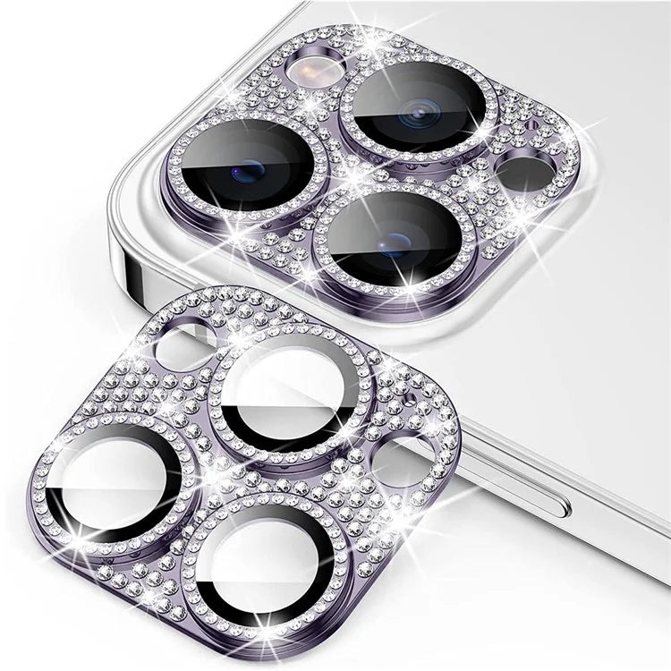 ENKAY HAT PRINCE For iPhone 16 Pro / 16 Pro Max Camera Lens Protector Rhinestone Decor Metal+Tempered Glass Lens Film