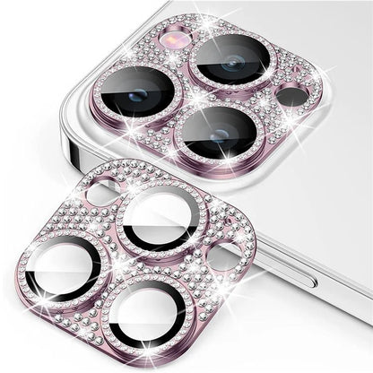 ENKAY HAT PRINCE For iPhone 16 Pro / 16 Pro Max Camera Lens Protector Rhinestone Decor Metal+Tempered Glass Lens Film