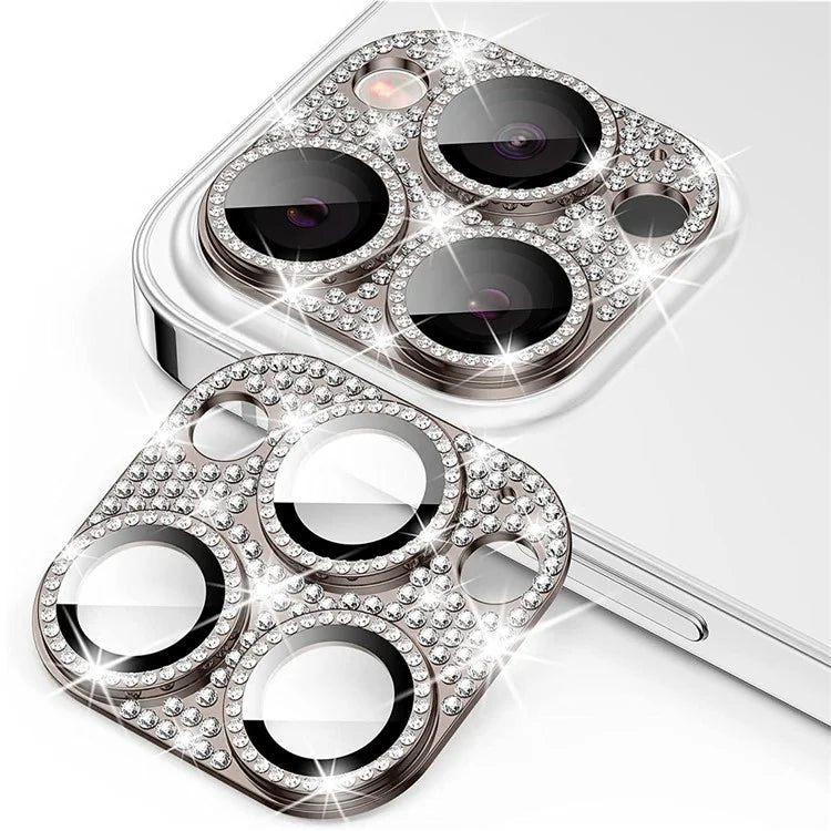ENKAY HAT PRINCE For iPhone 16 Pro / 16 Pro Max Camera Lens Protector Rhinestone Decor Metal+Tempered Glass Lens Film