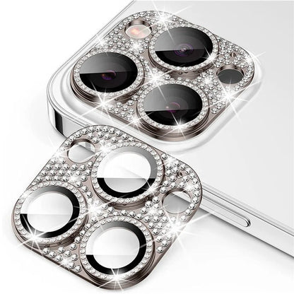ENKAY HAT PRINCE For iPhone 16 Pro / 16 Pro Max Camera Lens Protector Rhinestone Decor Metal+Tempered Glass Lens Film