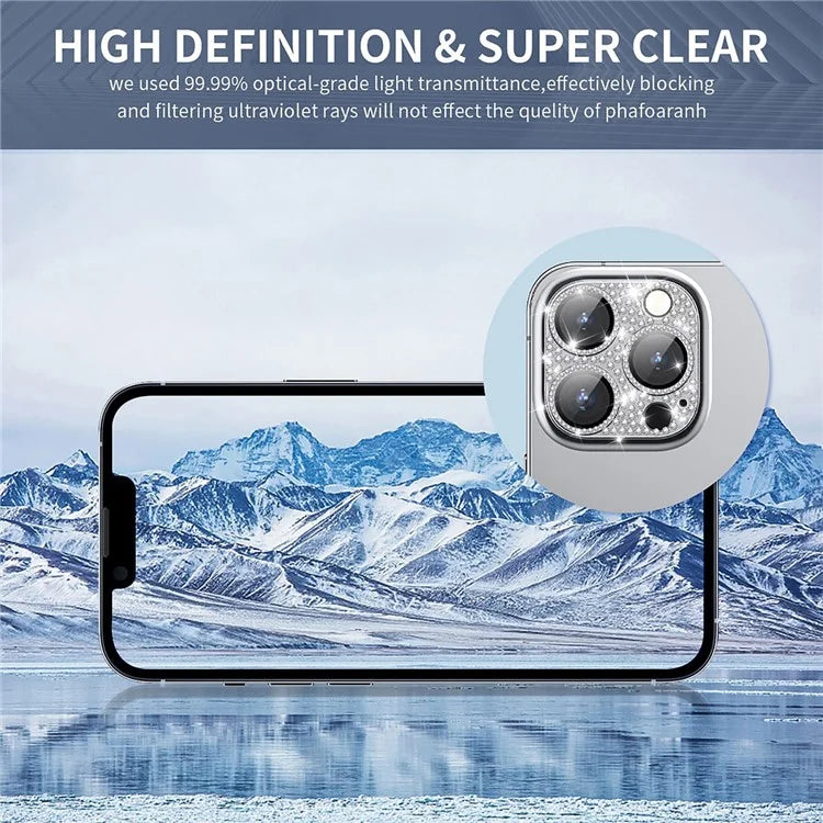 ENKAY HAT PRINCE For iPhone 16 Pro / 16 Pro Max Camera Lens Protector Rhinestone Decor Metal+Tempered Glass Lens Film