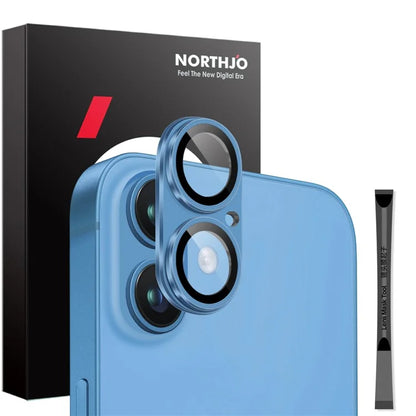 NORTHJO For iPhone 16 / 16 Plus Matte Camera Lens Protector Integrated Metal + Tempered Glass Lens Film