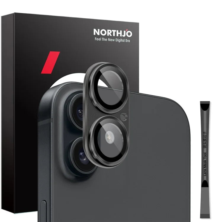 NORTHJO For iPhone 16 / 16 Plus Matte Camera Lens Protector Integrated Metal + Tempered Glass Lens Film
