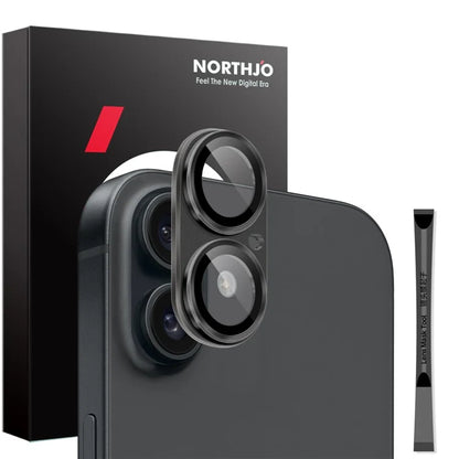 NORTHJO For iPhone 16 / 16 Plus Matte Camera Lens Protector Integrated Metal + Tempered Glass Lens Film