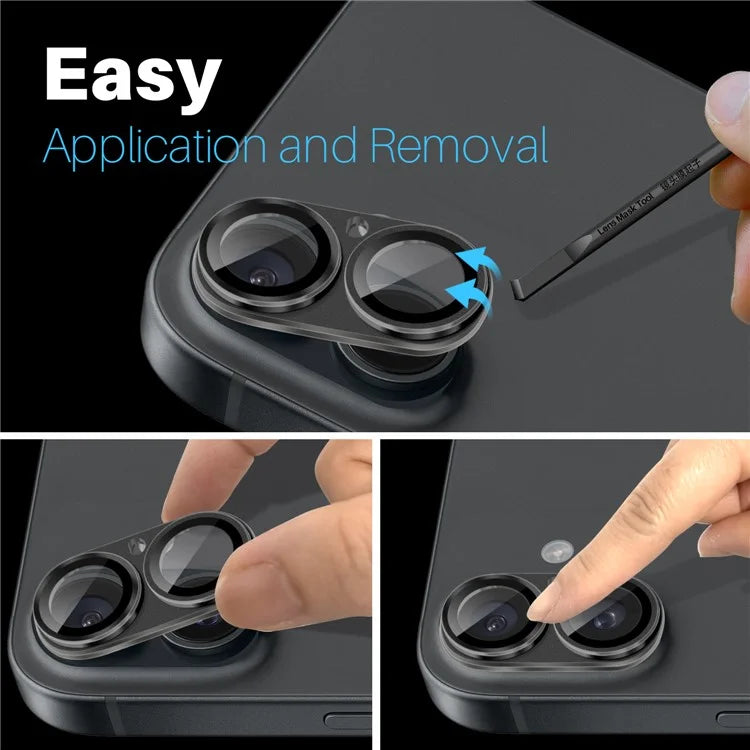 NORTHJO For iPhone 16 / 16 Plus Matte Camera Lens Protector Integrated Metal + Tempered Glass Lens Film