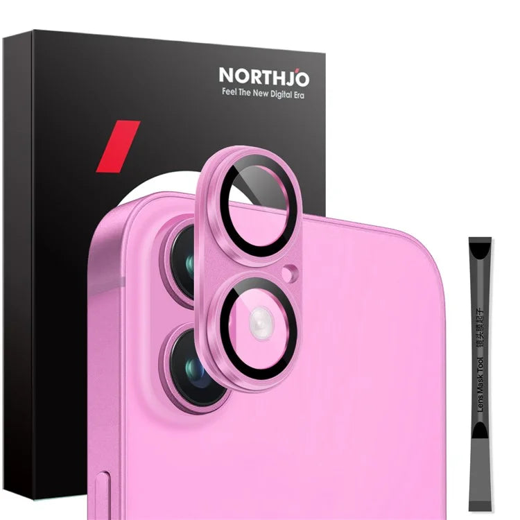 NORTHJO For iPhone 16 / 16 Plus Matte Camera Lens Protector Integrated Metal + Tempered Glass Lens Film