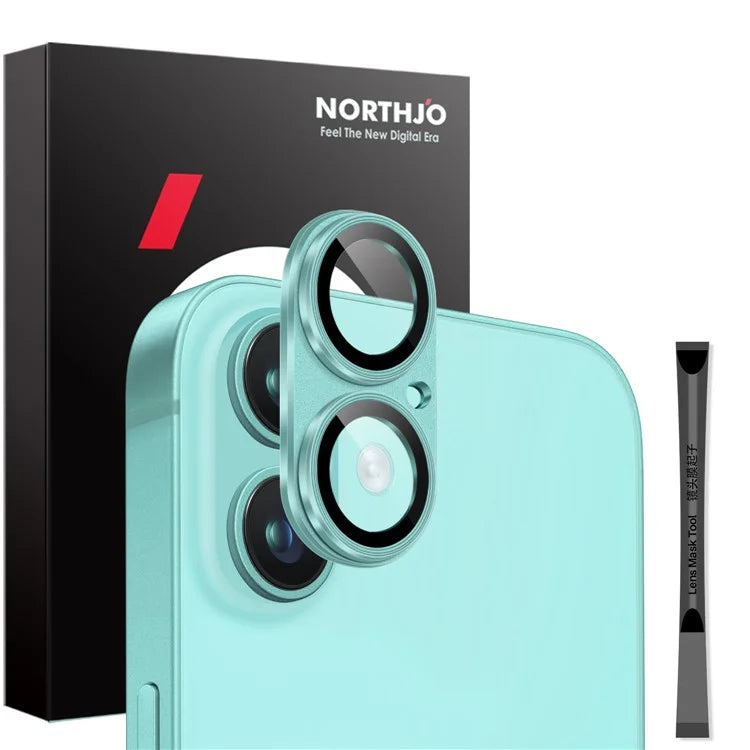 NORTHJO For iPhone 16 / 16 Plus Matte Camera Lens Protector Integrated Metal + Tempered Glass Lens Film