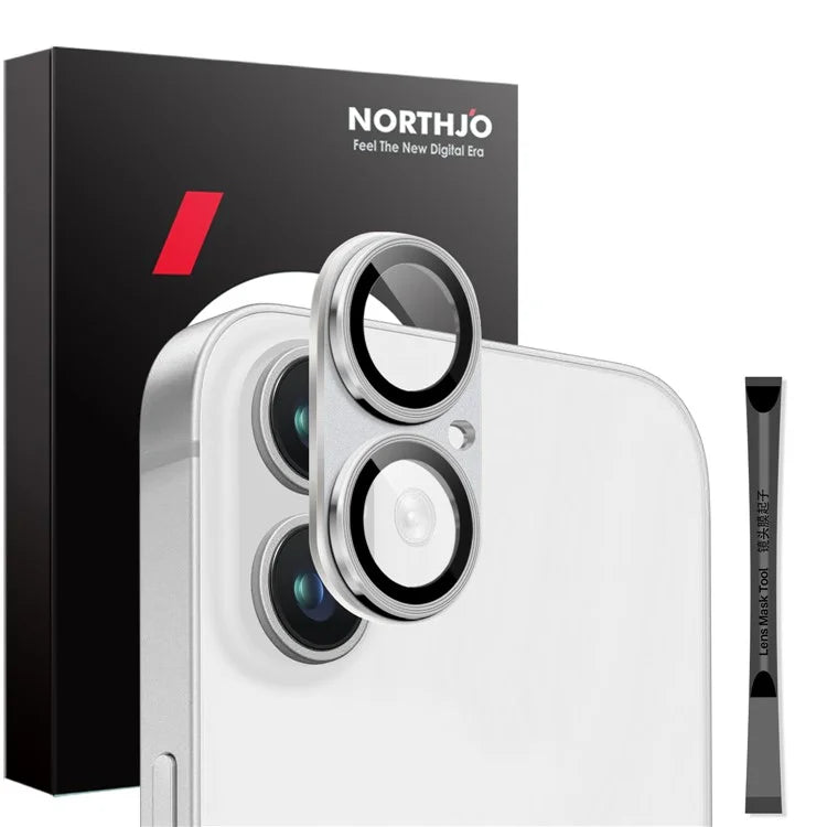 NORTHJO For iPhone 16 / 16 Plus Matte Camera Lens Protector Integrated Metal + Tempered Glass Lens Film