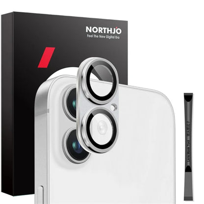 NORTHJO For iPhone 16 / 16 Plus Matte Camera Lens Protector Integrated Metal + Tempered Glass Lens Film