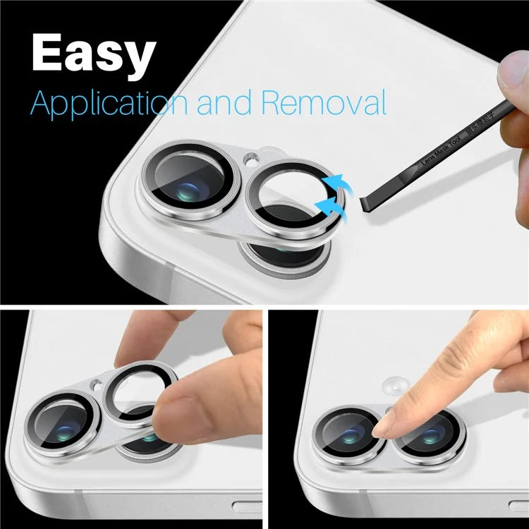 NORTHJO For iPhone 16 / 16 Plus Matte Camera Lens Protector Integrated Metal + Tempered Glass Lens Film