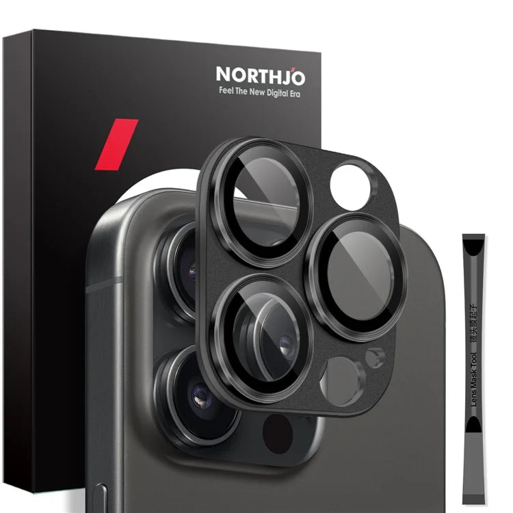 NORTHJO For iPhone 16 Pro / 16 Pro Max Camera Lens Protector Integrated Matte Metal + Tempered Glass Lens Film