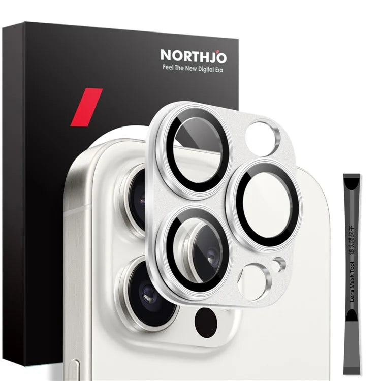 NORTHJO For iPhone 16 Pro / 16 Pro Max Camera Lens Protector Integrated Matte Metal + Tempered Glass Lens Film