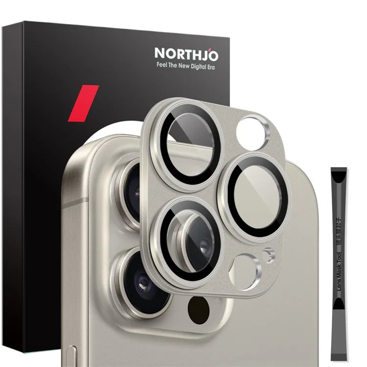 NORTHJO For iPhone 16 Pro / 16 Pro Max Camera Lens Protector Integrated Matte Metal + Tempered Glass Lens Film