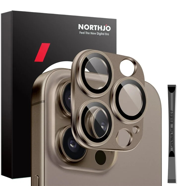 NORTHJO For iPhone 16 Pro / 16 Pro Max Camera Lens Protector Integrated Matte Metal + Tempered Glass Lens Film