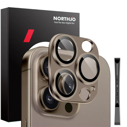 NORTHJO For iPhone 16 Pro / 16 Pro Max Camera Lens Protector Integrated Matte Metal + Tempered Glass Lens Film