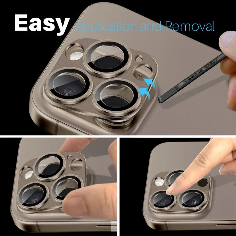 NORTHJO For iPhone 16 Pro / 16 Pro Max Camera Lens Protector Integrated Matte Metal + Tempered Glass Lens Film
