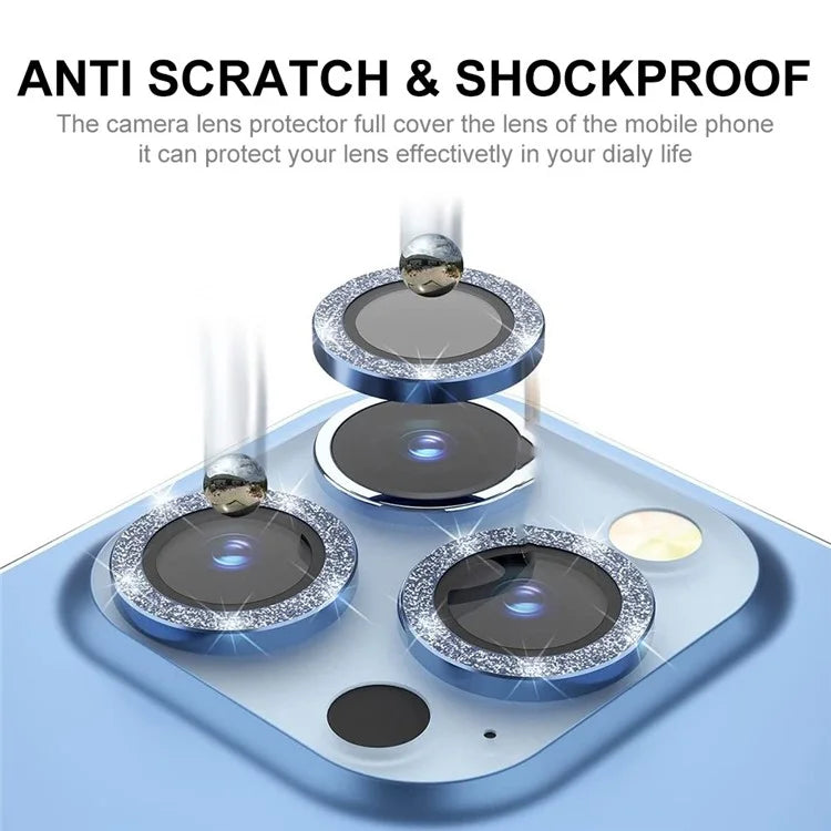 ENKAY HAT PRINCE 1Set For iPhone 16 Pro / 16 Pro Max Camera Lens Protector Glitter Metal Ring Lens Film