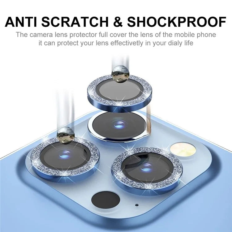 ENKAY HAT PRINCE 1Set For iPhone 16 Pro / 16 Pro Max Camera Lens Protector Glitter Metal Ring Lens Film
