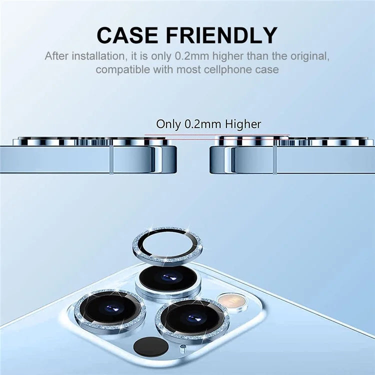 ENKAY HAT PRINCE 1Set For iPhone 16 Pro / 16 Pro Max Camera Lens Protector Glitter Metal Ring Lens Film