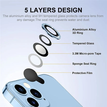 ENKAY HAT PRINCE 1Set For iPhone 16 Pro / 16 Pro Max Camera Lens Protector Glitter Metal Ring Lens Film