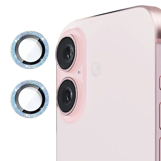 ENKAY HAT PRINCE 1Set For iPhone 16 / 16 Plus Camera Lens Film Glitter Metal Ring Lens Protector