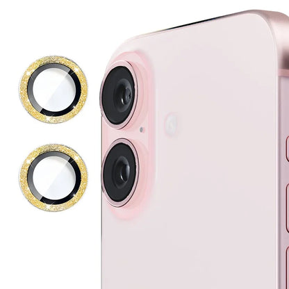 ENKAY HAT PRINCE 1Set For iPhone 16 / 16 Plus Camera Lens Film Glitter Metal Ring Lens Protector