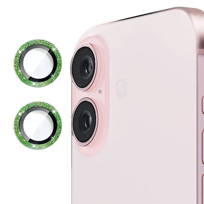 ENKAY HAT PRINCE 1Set For iPhone 16 / 16 Plus Camera Lens Film Glitter Metal Ring Lens Protector