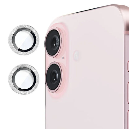ENKAY HAT PRINCE 1Set For iPhone 16 / 16 Plus Camera Lens Film Glitter Metal Ring Lens Protector