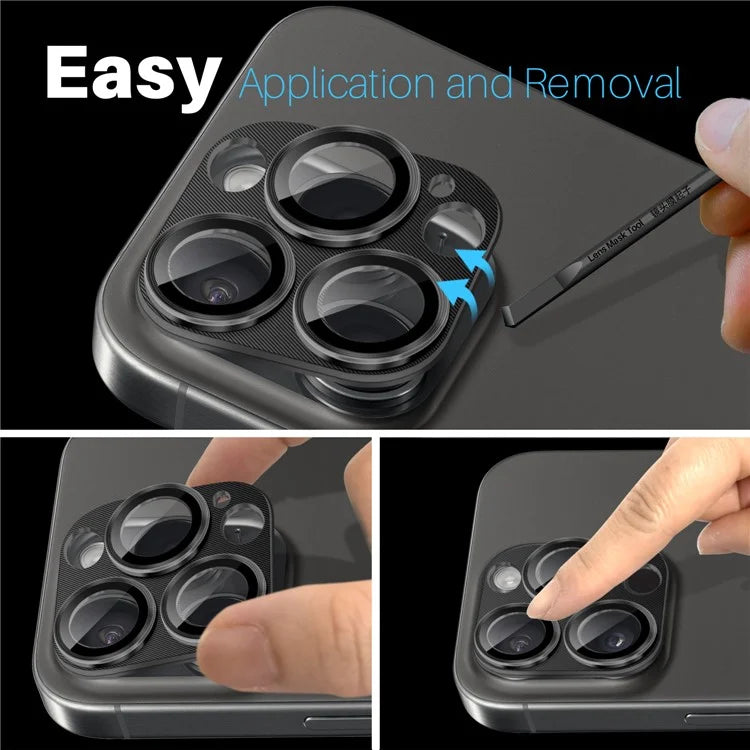 NORTHJO For iPhone 16 Pro Max / 16 Pro Integrated Camera Lens Protector CD Vein Metal Frame + Tempered Glass Lens Film