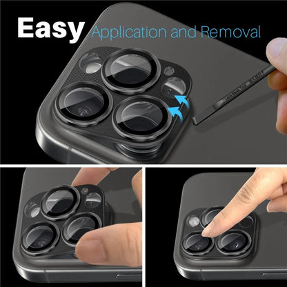 NORTHJO For iPhone 16 Pro Max / 16 Pro Integrated Camera Lens Protector CD Vein Metal Frame + Tempered Glass Lens Film