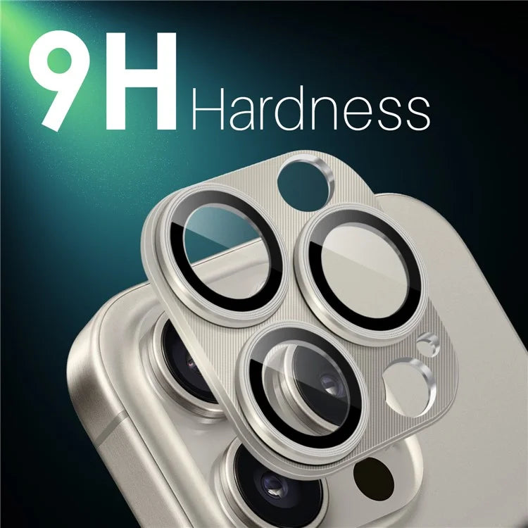 NORTHJO For iPhone 16 Pro Max / 16 Pro Integrated Camera Lens Protector CD Vein Metal Frame + Tempered Glass Lens Film