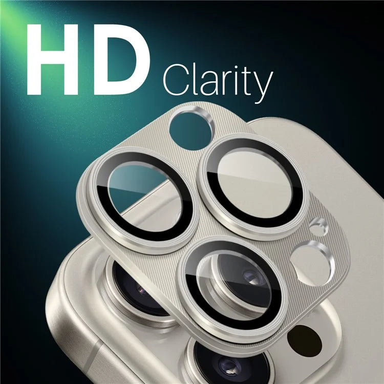 NORTHJO For iPhone 16 Pro Max / 16 Pro Integrated Camera Lens Protector CD Vein Metal Frame + Tempered Glass Lens Film