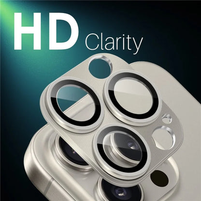NORTHJO For iPhone 16 Pro Max / 16 Pro Integrated Camera Lens Protector CD Vein Metal Frame + Tempered Glass Lens Film