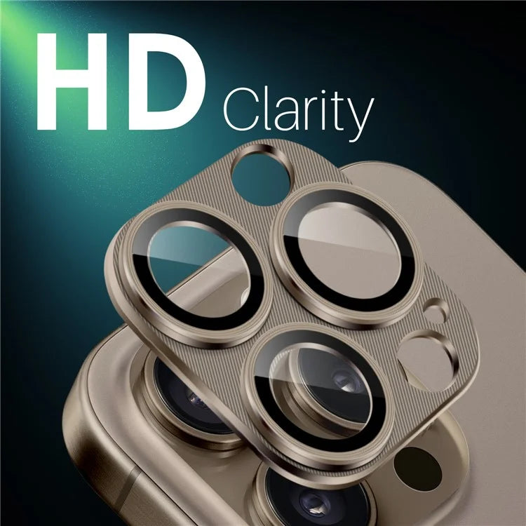 NORTHJO For iPhone 16 Pro Max / 16 Pro Integrated Camera Lens Protector CD Vein Metal Frame + Tempered Glass Lens Film