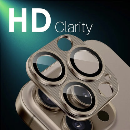 NORTHJO For iPhone 16 Pro Max / 16 Pro Integrated Camera Lens Protector CD Vein Metal Frame + Tempered Glass Lens Film