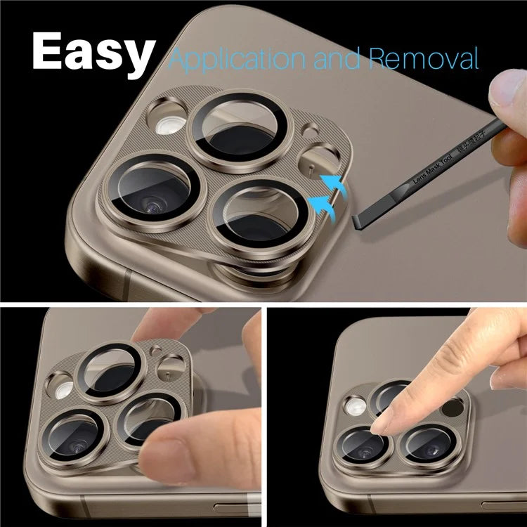 NORTHJO For iPhone 16 Pro Max / 16 Pro Integrated Camera Lens Protector CD Vein Metal Frame + Tempered Glass Lens Film